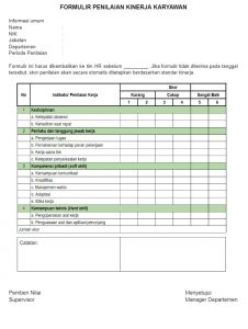 contoh form performance appraisal dengan skor